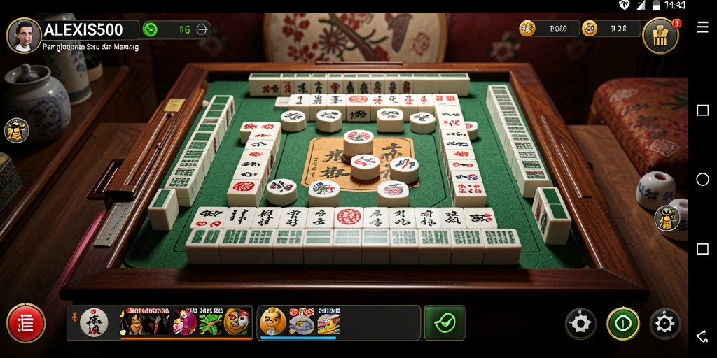 Tangkapan layar dari ALEXIS500 menampilkan gameplay Mahjong yang menantang dan menyenangkan.