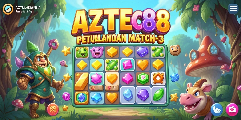 Gameplay menarik AZTEC88 dengan tantangan Match-3 yang seru.