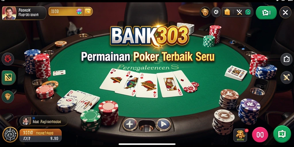 Screenshot gameplay BANK303 menampilkan momen mendebarkan di meja poker.