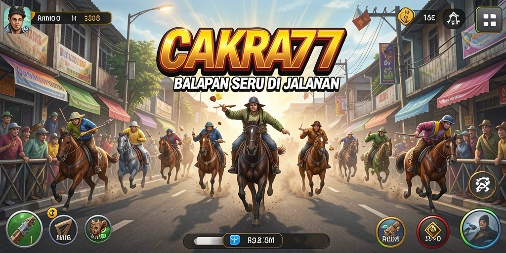 Gambaran gameplay CAKRA777 dengan mobil balap cepat dan grafik yang menawan.