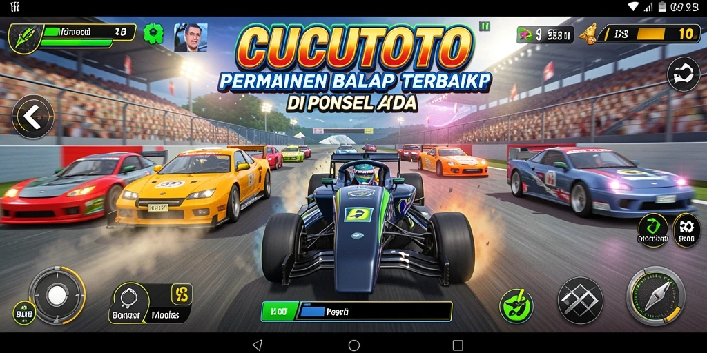Tampilan gameplay CUCUTOTO yang penuh aksi dan seru di lintasan balap.