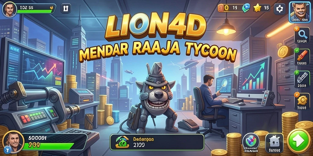 Tangkapan layar utama <strong>LION4D</strong> menampilkan gameplay Tycoon yang dinamis dan interaktif.