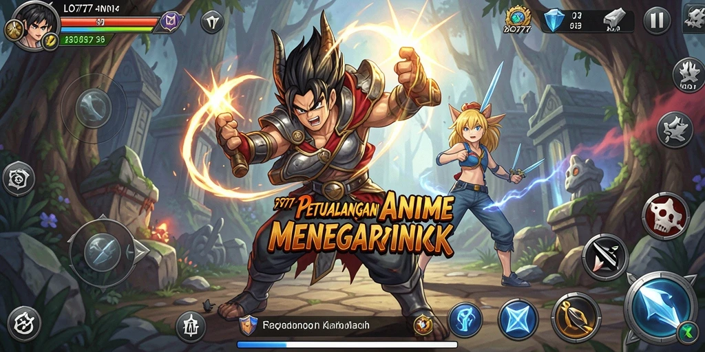 Tampilan gameplay menarik dari LJO777 dengan karakter anime yang dinamis.