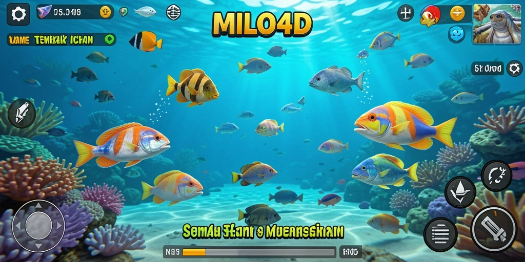 Screenshot gameplay seru dari MILO4D dengan aksi menembak ikan.